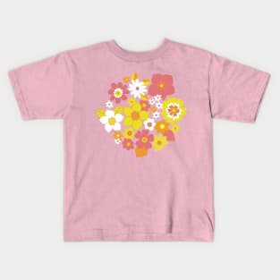 Sunshine flowers - retro floral by Cecca Designs Kids T-Shirt
